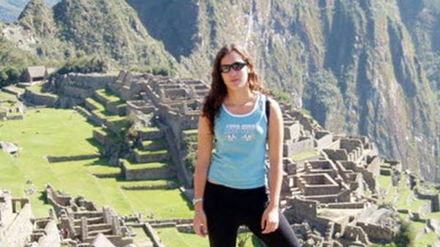 Stephany Flores, a Peruvian, poses at the Inca ruins of Machu Picchu in Cuzco, in this undated handout picture.