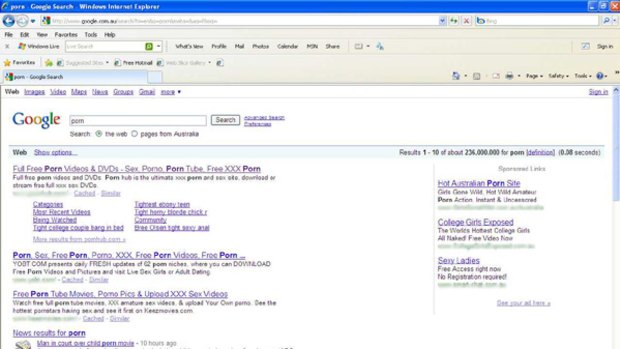 A screenshot taken from the stolen laptop showing the alleged thief browsing for porn.