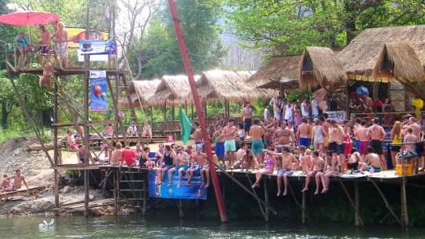 Tourists in Vang Vieng.