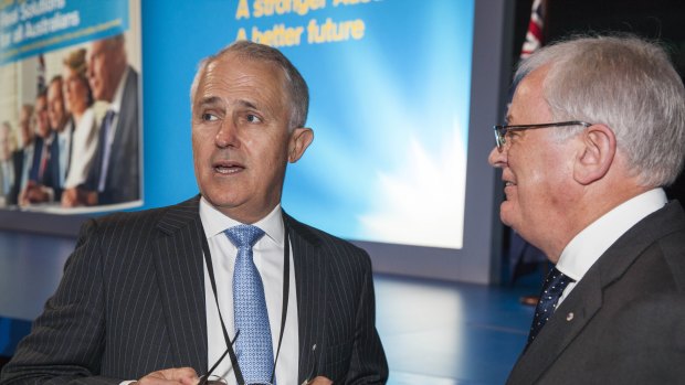 Malcolm Turnbull and Andrew Robb seen here at the Coalition campaign launch in Brisbane last week, appeared together again on Monday in Melbourne to launch the Coalition's Digital Economy policy. 