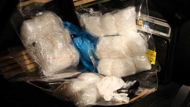 Bags allegedly of the drug "ice" seized after police arrested a man in Sydney.