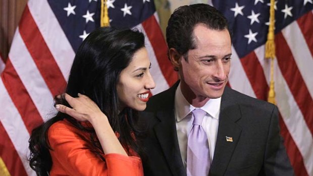 Revelations ... Anthony Weiner has apologised publicly to his wife Huma Abedin.