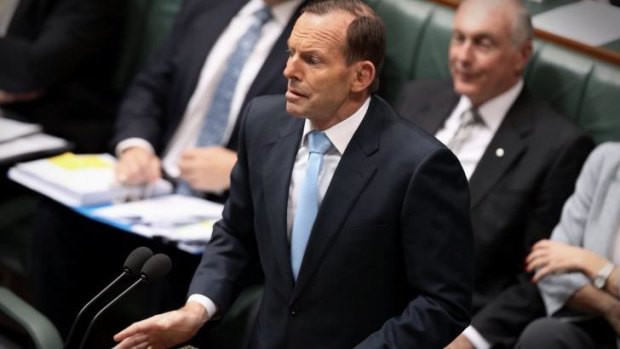 Prime Minister Tony Abbott in question time.