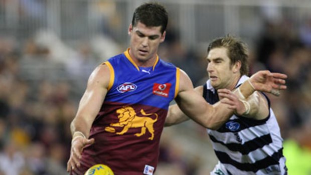 Obsessed ... Jonathan Brown in action against Geelong.