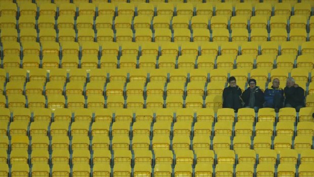 Swathes of empty seats in the stadium during the Saints-Lions game, which drew 13,409 on Anzac Day this year in Wellington.