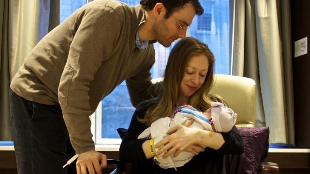 Family photo: Chelsea Clinton with her husband Marc Mezvinsky and baby Charlotte.