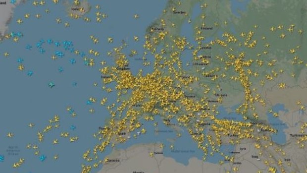A snapshot of the skies above Europe now.