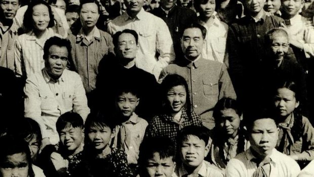 Middle row, second from left: Taken on April 20, 1960, He Di's father, He Kang, sits next to then Chinese premier Zhou Enlai, on right. He Di is directly below his father.