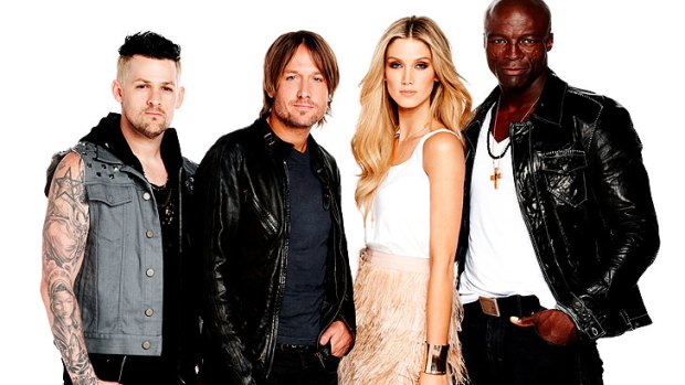 Keith Urban (second from left) with Joel Madden, Delta Goodrem and Seal, his fellow coaches from the first season of <i>The Voice</i>.