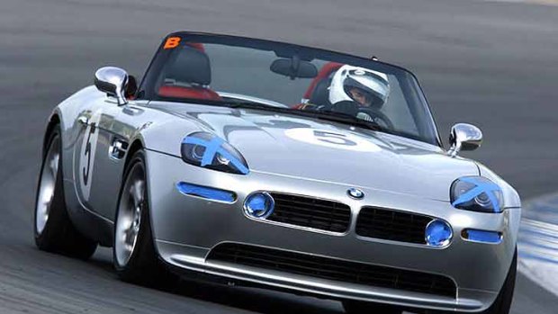 JuicedHybrid founder Paul Goldman (above, in a BMW Z8) likes to race when he's not working on his aftermarket accessories business. Photo: Laurie Goldman/JuicedHybrid via Bloomberg