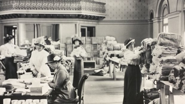 Women volunteers in Ballroom at Melbourne’s Government House.