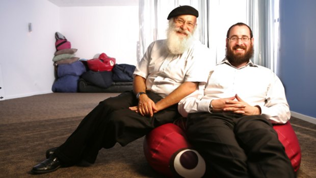Father and son rabbis Laibl and Menachem Wolf: "We bring together ancient teachings and tradition with contemporary research to improve people's lives," Laibl says.
