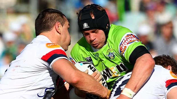 Troy Thompson playing for the Canberra Raiders last season.