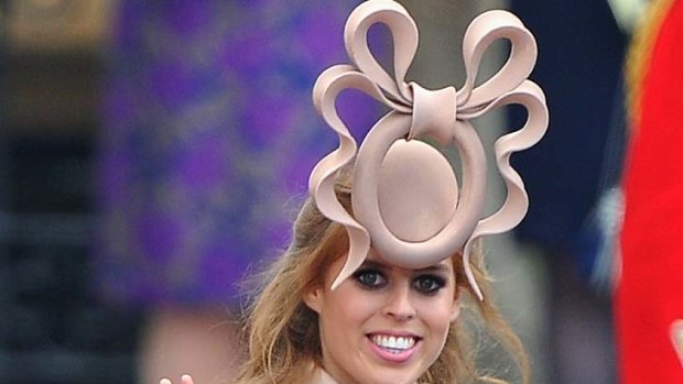 Crazy costume ... Wiggles have their eyes on Princess Beatrice's hat.