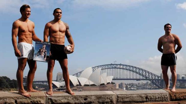 NRL calendar boys: from left, William Zillman (Canberra Raiders), Dene Halatau (Wests Tigers), and Heath L'Estrange (Sydney Roosters).