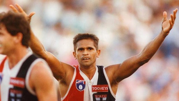 Nicky Winmar at Victoria Park when St Kilda defeated Collingwood in 1993.
