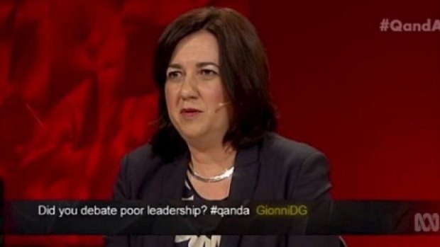 Queensland Premier Annastacia Palaszczuk responds to a question on the ABC's Q&A program.