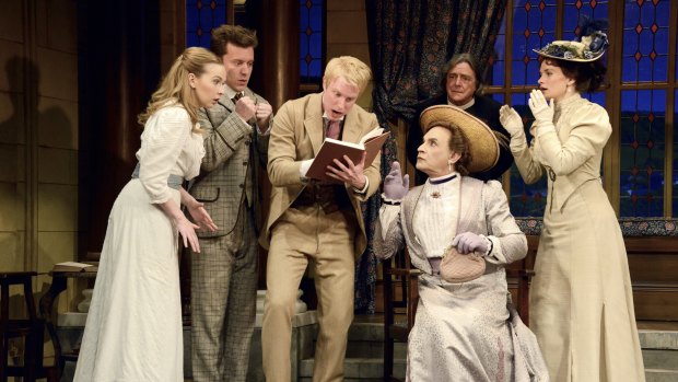The Importance of Being Earnest ensemble, with David Suchet as Lady Bracknell.