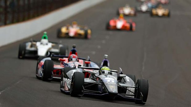 Tony Kanaan leads the pack during the Indianapolis 500.