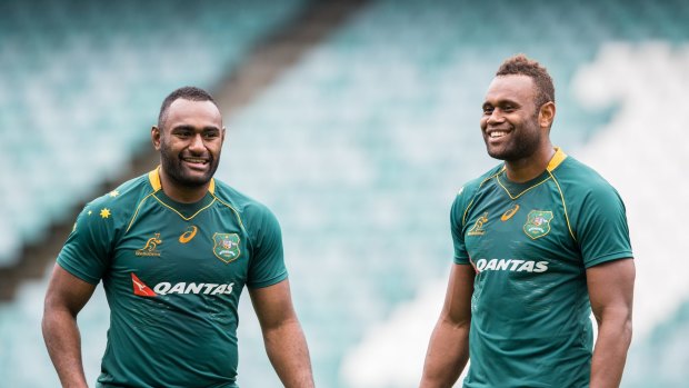 Fijian thrillers: Tevita Kuridrani (L) and Eto Nabuli at the Wallabies' captain's run.