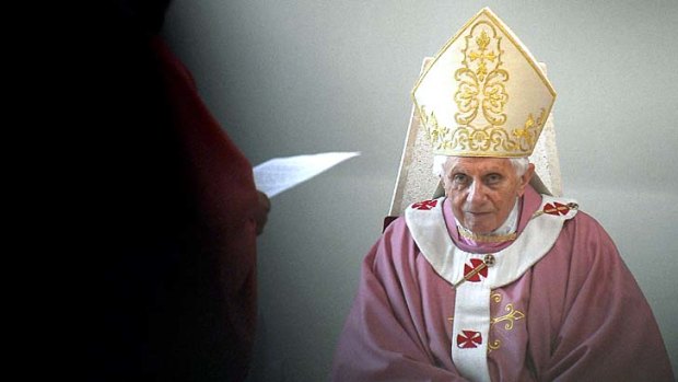 Pope Benedict XVI celebrates mass during a visit to San Patrizio al Colle Prenestino parish in the outskirts of Rome.