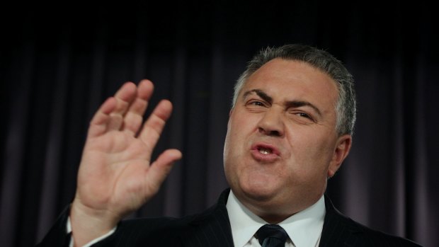 Then shadow treasurer Joe Hockey delivers his post-budget address in May 2012. 