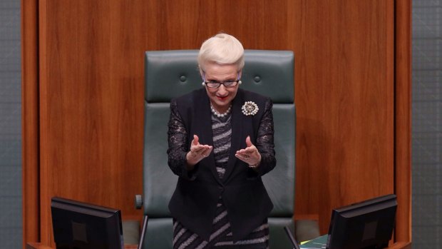 Madam Speaker Bronwyn Bishop made an end of year speech at Parliament House in Canberra on Thursday 4 December 2014. 