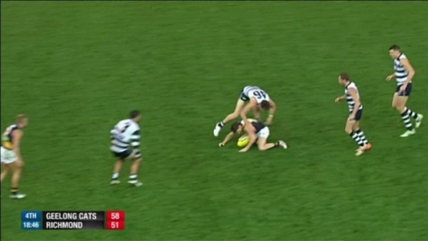 Reece Conca's burrowing beneath Mark Blicavs was considered legal.