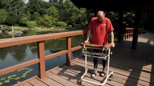 Darek Fidyka can now walk with a frame, giving him greater independence.