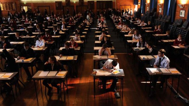 High school students commence the NAPLAN test in 2011.