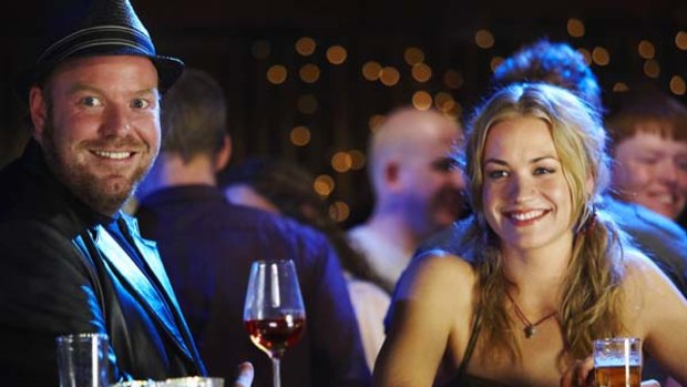 Good natured ... Peter Helliar as Blake and Yvonne Strahovski as Alice, a genuine grown-up who has had enough.