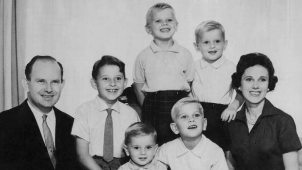 Charitable ... Len Ainsworth with his first wife, Betty, and their sons.