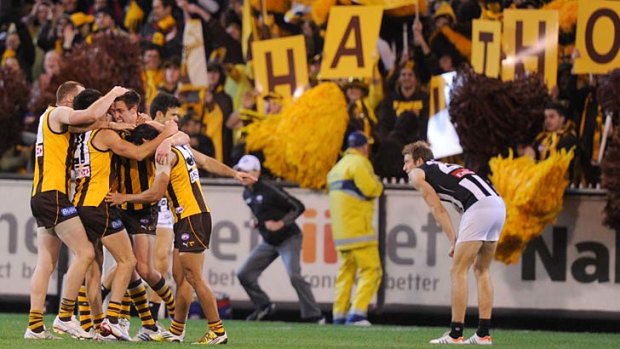 Taking wing: Hawthorn's forwards will again present the Magpies with plenty of problems.