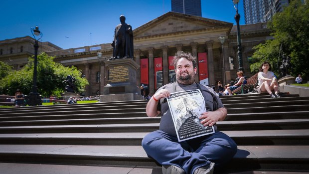 Simon Zlatkin will protest the camping ban at the State Library on Saturday. 