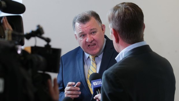 Liberal MP Craig Kelly argues for the plebiscite during a press conference at Parliament House.