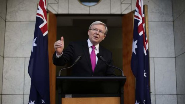 Prime Minister Kevin Rudd at his press conference confirming the September 7 poll date.