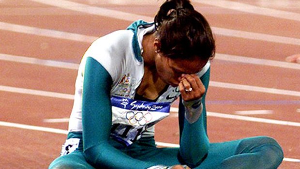 Cathy Freeman after winning the women's 400m final at the Sydney Olympics.