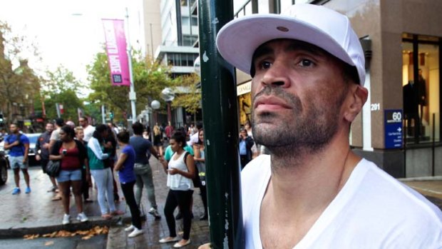 "They put the public more at risk by shooting" ... Anthony Mundine joined more than 150 protestors outside Parliament House yesterday.