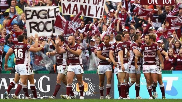 Success comes naturally: The Manly Sea Eagles celebrate a try in the 2011 Grand Final. 