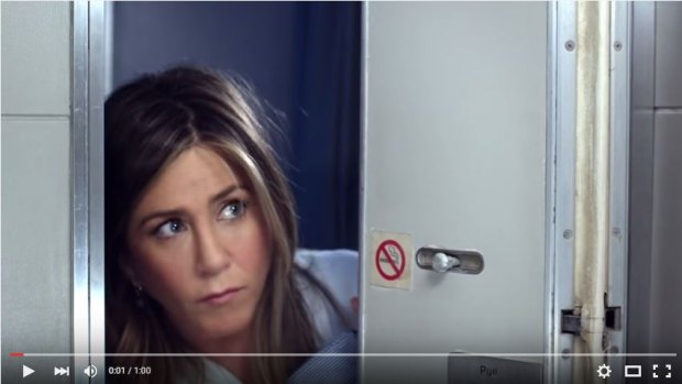Where is the shower? Jennifer Aniston in the new Emirates ad.