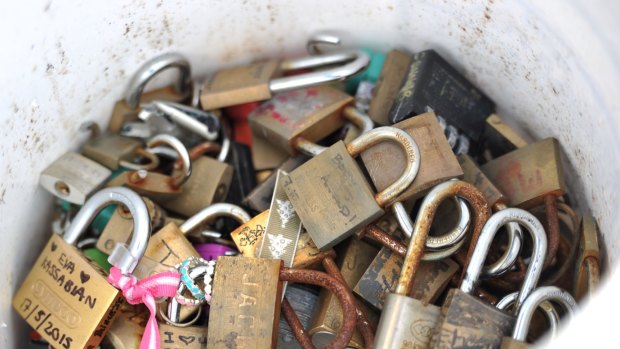 Love locks were removed from the Southbank footbridge in May.