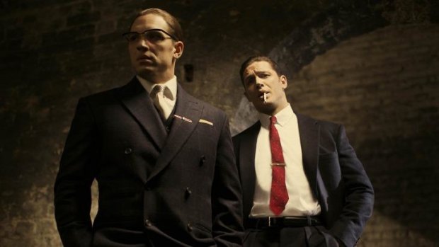Tom Hardy adopts two separate personas, as the twins Reggie and Ronnie Kray, in <i>Legend</i>.