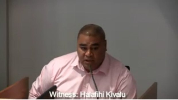 Halafihi Kivalu gives evidence at the royal commission into unions.