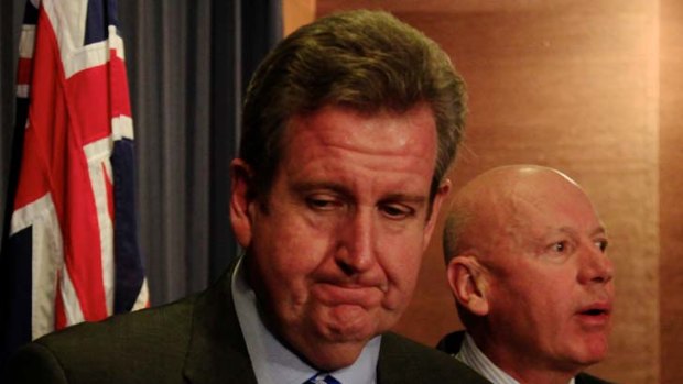 "Go fast early on" ... Barry O' Farrell and Energy Minister Chris Hartcher (right).