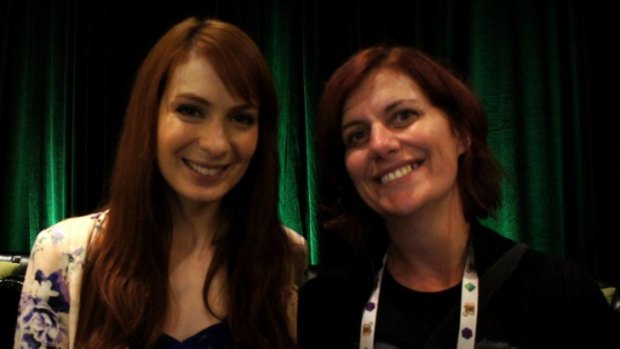 Microsoft Women in Gaming Awards nominee Giselle Rosman, pictured here with actress Felicia Day.