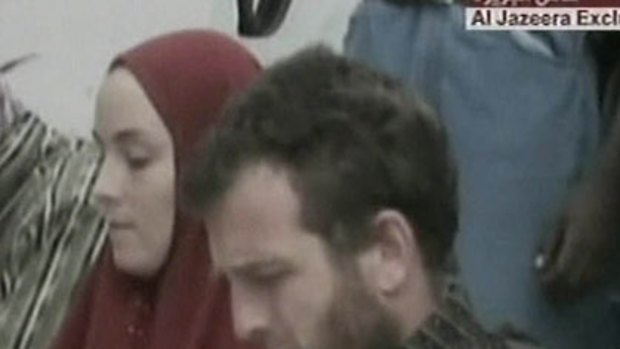 Going home ... footage of the hostages shown on Al Jazeera.