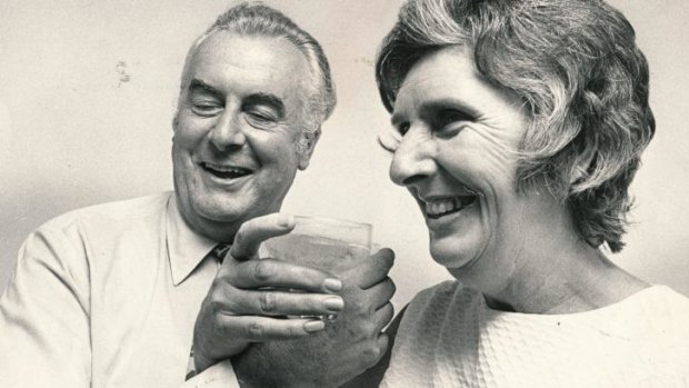 Together: Gough Whitlam celebrating with his wife Margaret in December 1972.