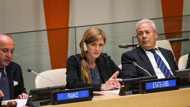 Different directions: US ambassador to the UN Samantha Power, seen here at a meeting of ''Friends of the Syrian People'' in New York on Thursday, believes Syrian President Bashar al-Assad's ''day will come''. But will it be soon enough for Syrian opposition leaders such as Burhan Ghalioun (right)?