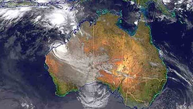 Tropical Cyclone 'Heidi' has crossed the coast and now lies inland just south of Port Hedland.