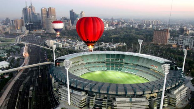 Powered: hot-air balloons over the MCG.
